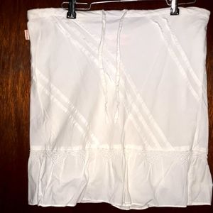 Hollister White Cotton Drawstring Miniskirt